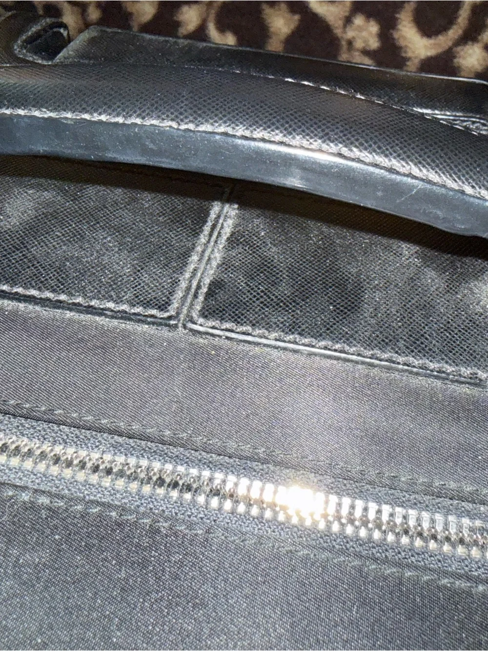 Prada Black Nylon Laptop Tote with Logo Triangle